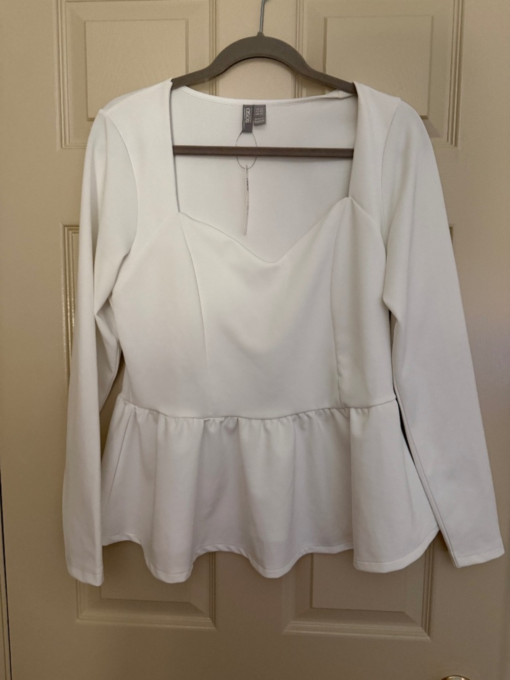 ASOS White Peplum Top Size L NWT